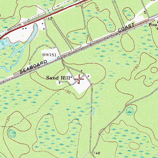 Topographic Map of Sand Hill, GA