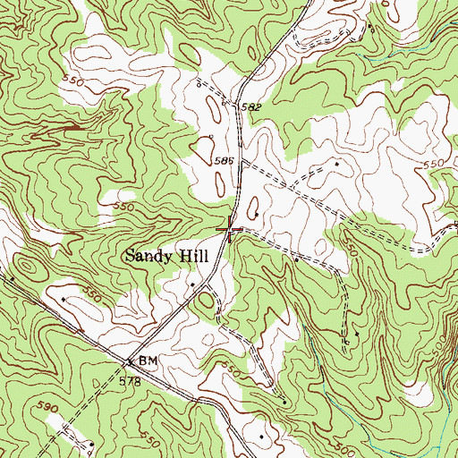 Topographic Map of Sandy Hill, GA