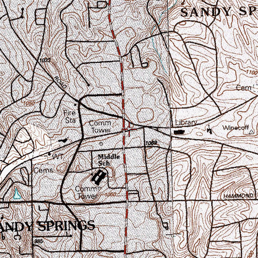 Topographic Map of Sandy Springs, GA