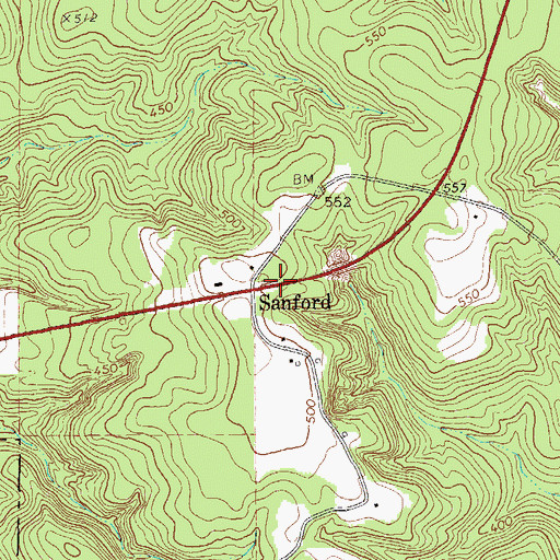 Topographic Map of Sanford, GA
