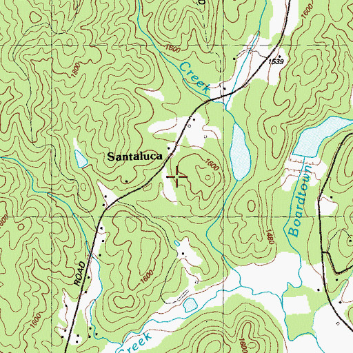 Topographic Map of Santaluca, GA
