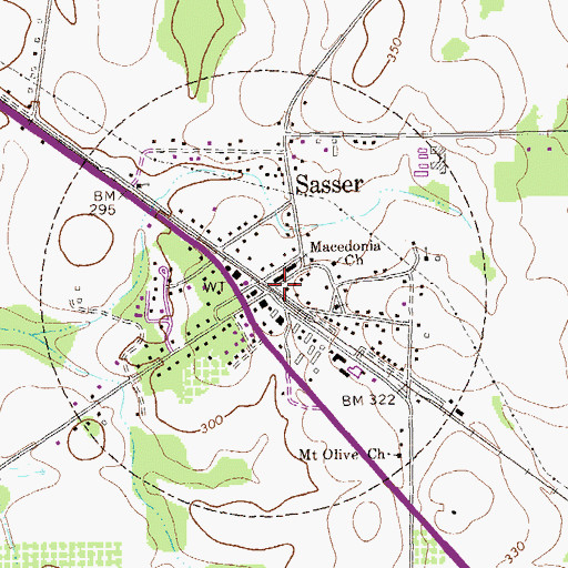 Topographic Map of Sasser, GA