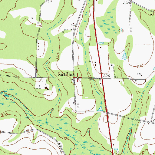 Topographic Map of Satilla, GA