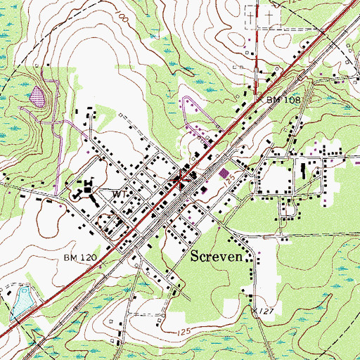 Topographic Map of Screven, GA