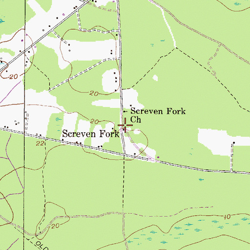 Topographic Map of Screven Fork, GA