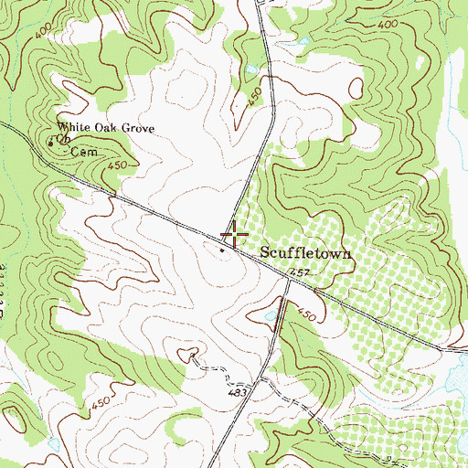 Topographic Map of Scuffletown, GA