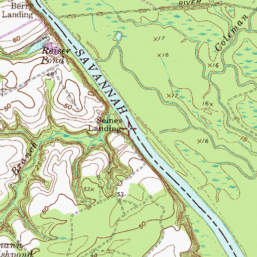 Topographic Map of Seines Landing, GA