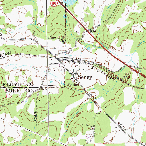 Topographic Map of Seney, GA