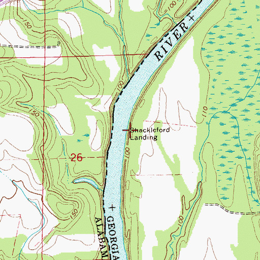 Topographic Map of Shackleford Landing, GA