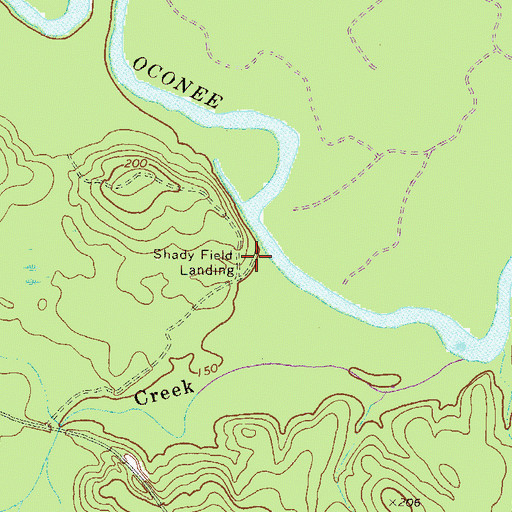 Topographic Map of Shady Field Landing, GA
