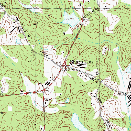 Topographic Map of Sharp Top, GA