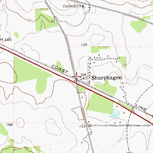 Topographic Map of Sharphagen, GA