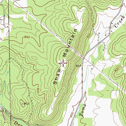 Topographic Map of Shaw Mountain, GA