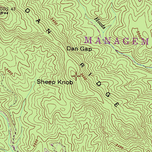 Topographic Map of Sheep Knob, GA