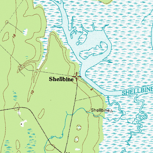 Topographic Map of Shellbine, GA