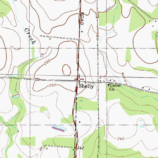 Topographic Map of Shelly, GA