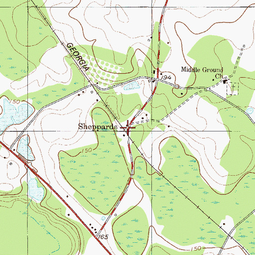 Topographic Map of Sheppards, GA