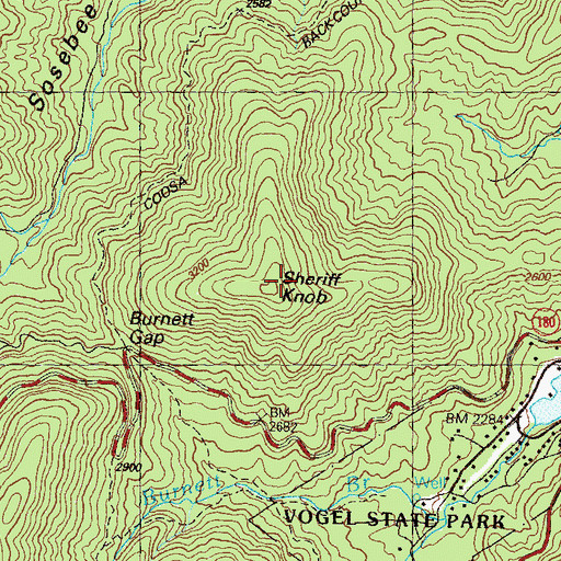 Topographic Map of Sheriff Knob, GA