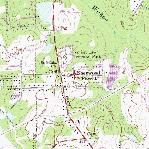 Topographic Map of Sherwood Forest, GA