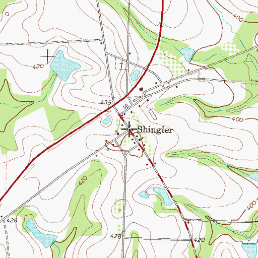 Topographic Map of Shingler, GA
