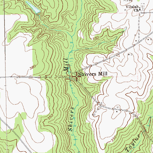 Topographic Map of Shivers Mill, GA