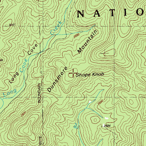 Topographic Map of Shope Knob, GA
