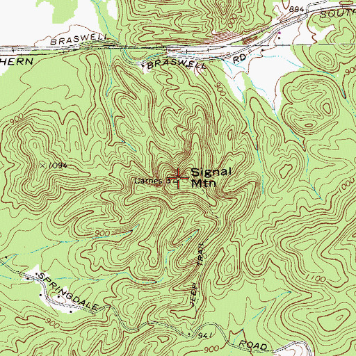 Topographic Map of Signal Mountain, GA
