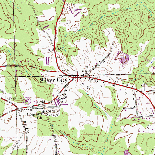 Topographic Map of Silver City, GA