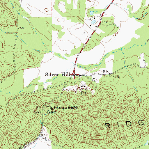 Topographic Map of Silver Hill, GA