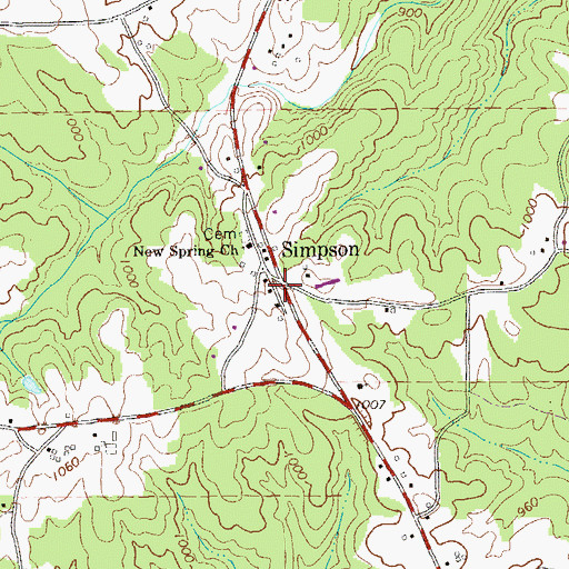 Topographic Map of Simpson, GA