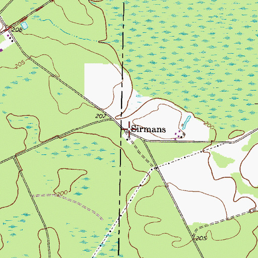 Topographic Map of Sirmans, GA