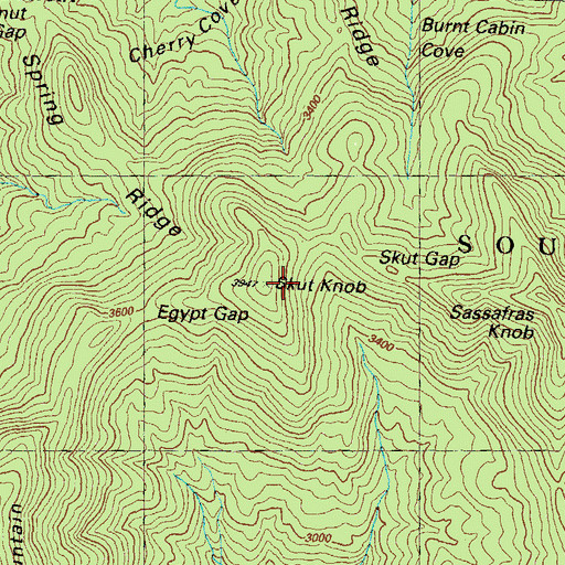 Topographic Map of Skut Knob, GA