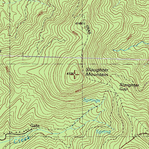 Topographic Map of Slaughter Mountain, GA