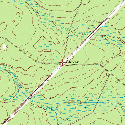 Topographic Map of Slover, GA