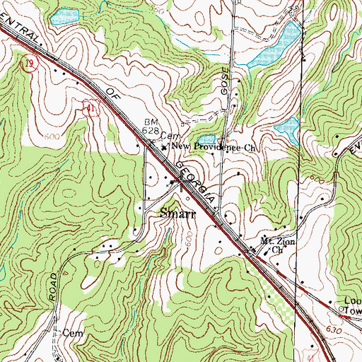 Topographic Map of Smarr, GA