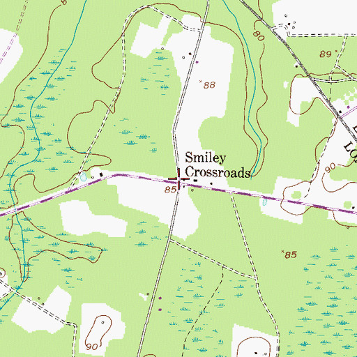 Topographic Map of Smiley Crossroads, GA
