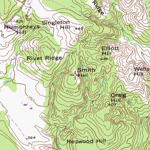Topographic Map of Smith Hill, GA
