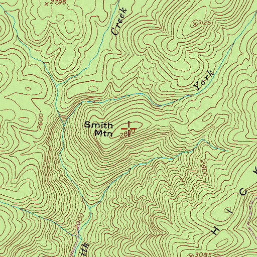 Topographic Map of Smith Mountain, GA