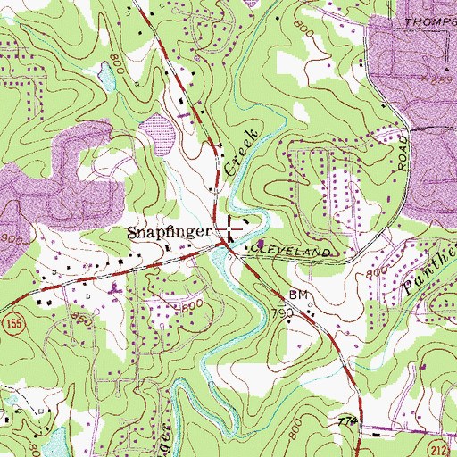 Topographic Map of Snapfinger, GA