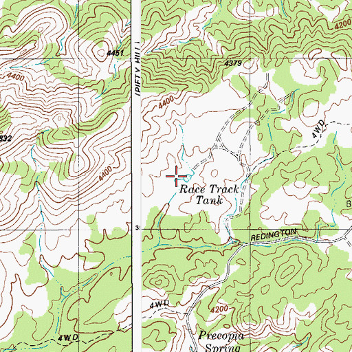 Topographic Map of Race Track Tank, AZ