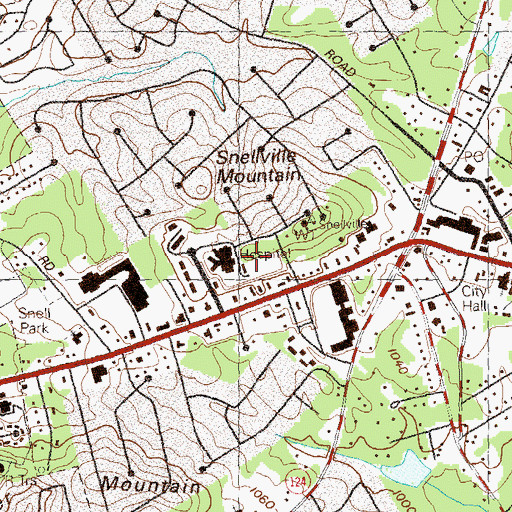 Topographic Map of Snellville Mountain, GA