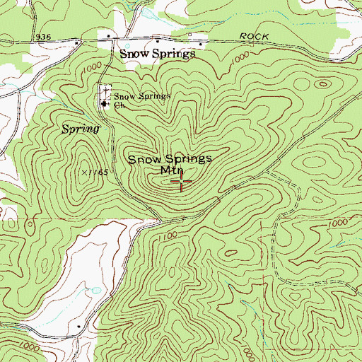 Topographic Map of Snow Springs Mountain, GA