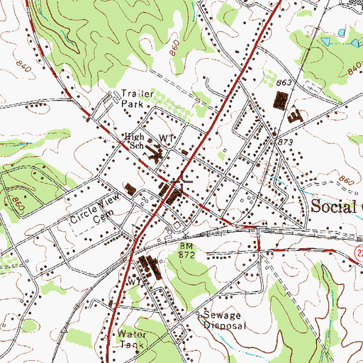 Topographic Map of Social Circle, GA