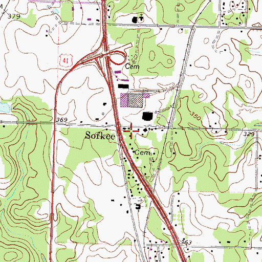 Topographic Map of Sofkee, GA
