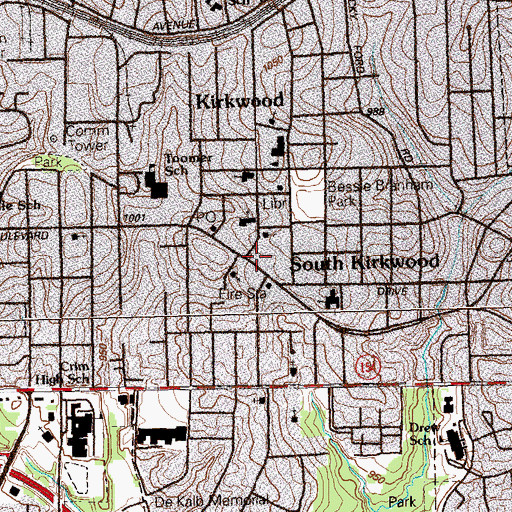 Topographic Map of South Kirkwood, GA