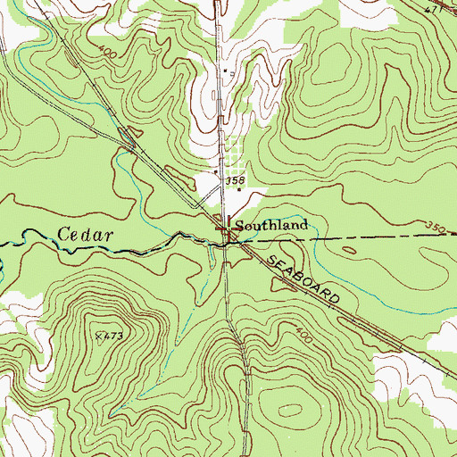 Topographic Map of Southland, GA