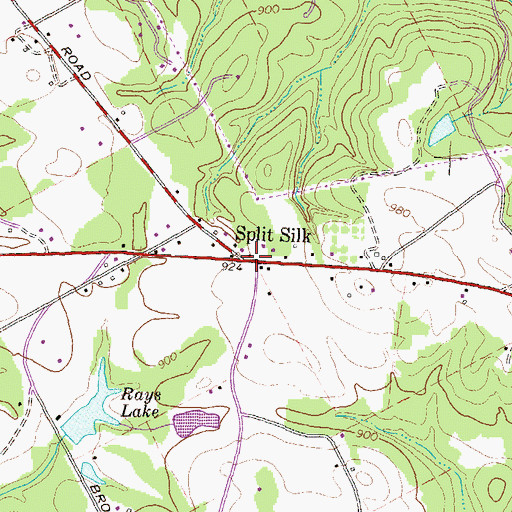 Topographic Map of Split Silk, GA