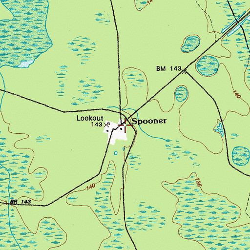 Topographic Map of Spooner, GA