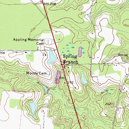 Topographic Map of Spring Branch, GA