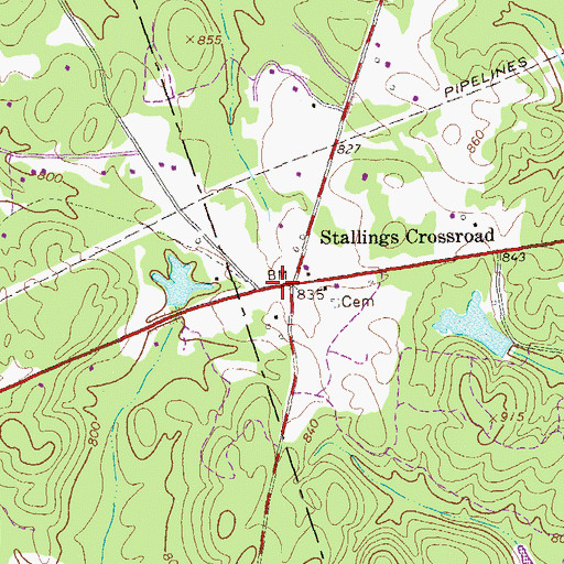 Topographic Map of Stallings Crossroad, GA